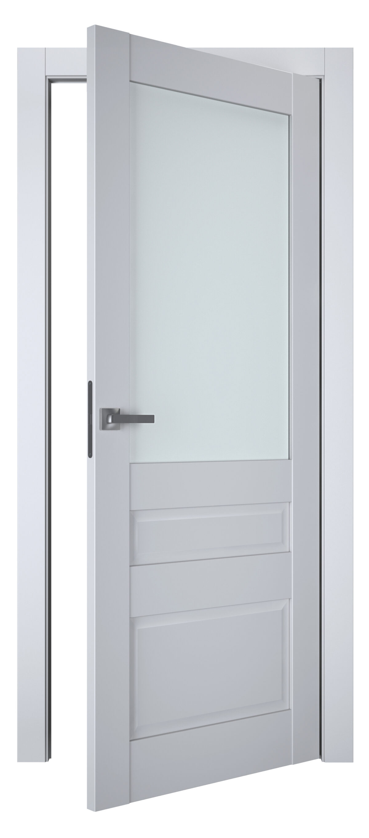 A0-Neoclassico 608 Szürke laminált beltéri ajtó szatén üveggel - Image 2 A0-Neoclassico 608 Szürke laminált beltéri ajtó szatén üveggel - A0 Neoclassico 608 Light Grey laminalt belteri ajto uveges open 1200x2725