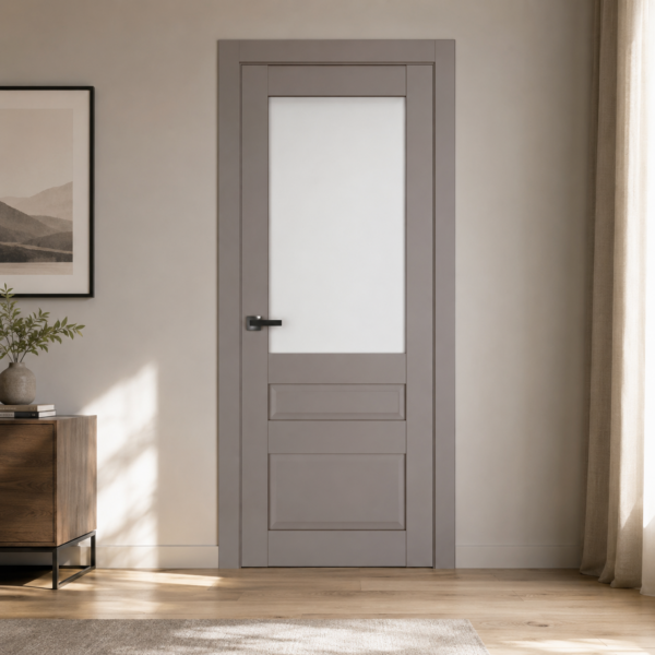 A1-Neo-Soft 608 Oniksz laminált beltéri ajtó szatén üveggel