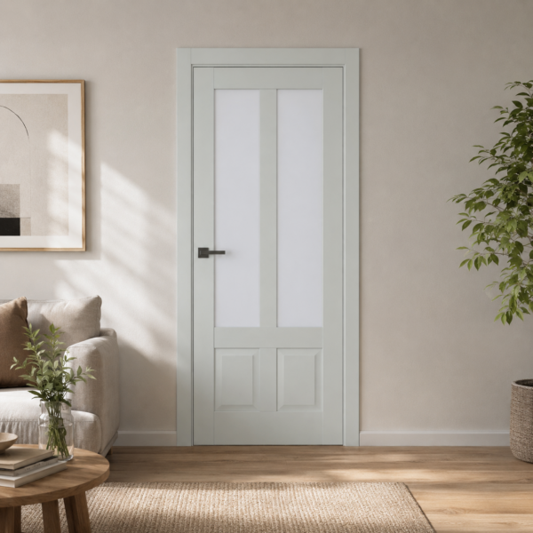 A1-Neo-Soft 609 Oliva laminált beltéri ajtó szatén üveggel