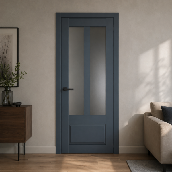 A1-Neo-Soft 609 Zafir laminált beltéri ajtó szatén üveggel