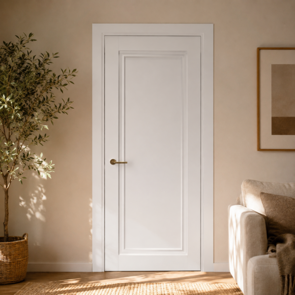 A0-Neoclassico 401 Fehér laminált beltéri ajtó tömör A1-Neo-Soft 608 Zafir laminált beltéri ajtó szatén üveggel - A0 Neoclassico 401 Feher laminalt belteri ajto tomor scaled 1 600x600