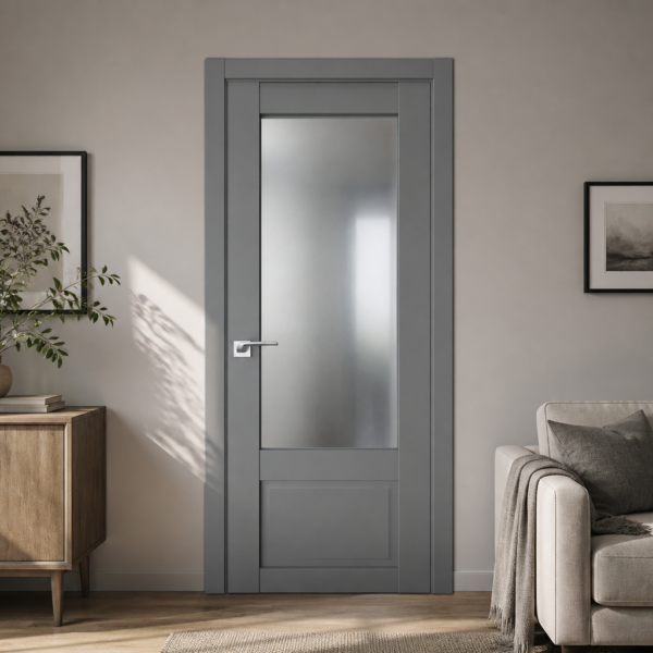 A0-Neoclassico 606 Szürke laminált beltéri ajtó szatén üveggel