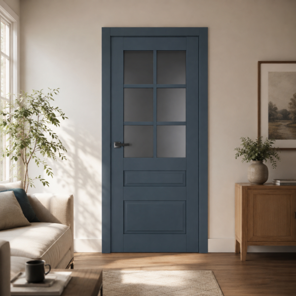 A1-Neo-Soft 607 Zafir laminált beltéri ajtó szatén üveggel