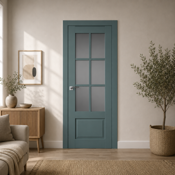 A1-Neo-Soft 602 Malahit laminált beltéri ajtó szatén üveggel