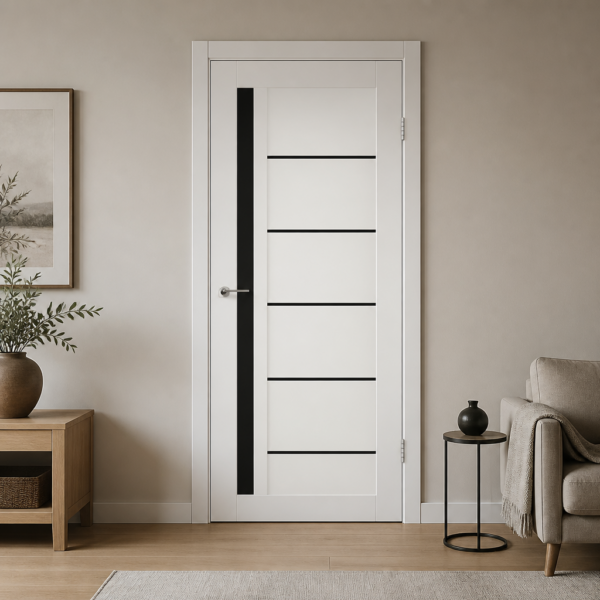 Sofia Matt Fehér laminált beltéri ajtó fekete üveggel - Sofia20Matt20Feher20laminalt20belteri20ajto20fekete20uveggel 1 600x600 Sofia Hamu Tölgy laminált beltéri ajtó szatén üveggel - Sofia20Matt20Feher20laminalt20belteri20ajto20fekete20uveggel 1 600x600